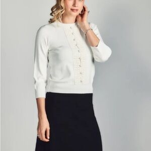 Elissa Knit Sweater Aleeza Paris White Sz L